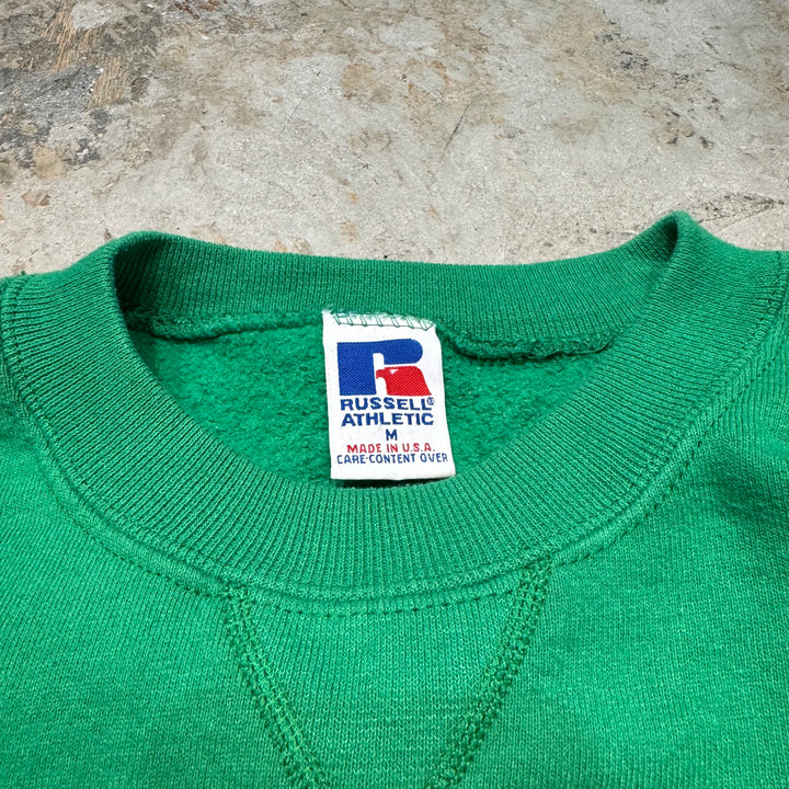 Used clothing Made in USA 80's~ RUSSELLATHLETIC/Russell Athletic/Crew neck blank wet/Plain/Size L