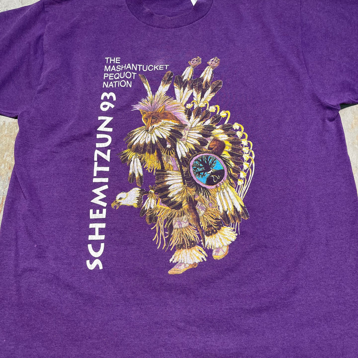 古着 90's USA製 BEST/ベスト / マシャケット・ペコ国家 シェミッツン93 /シングルステッチ プリントTシャツ サイズL