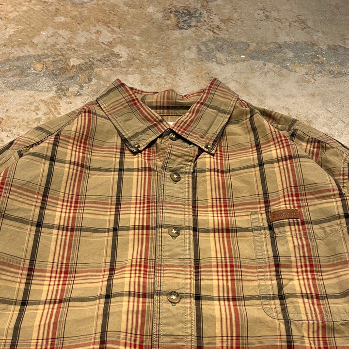 #4364 Used clothing Carhartt/Long Sleeve Button Down Shirt/Check/Size XL