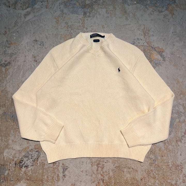 #3738 古着/ラルフローレン/POLObyRalphLauren/コットンニット/Cottonknit/Vネック/サイズL