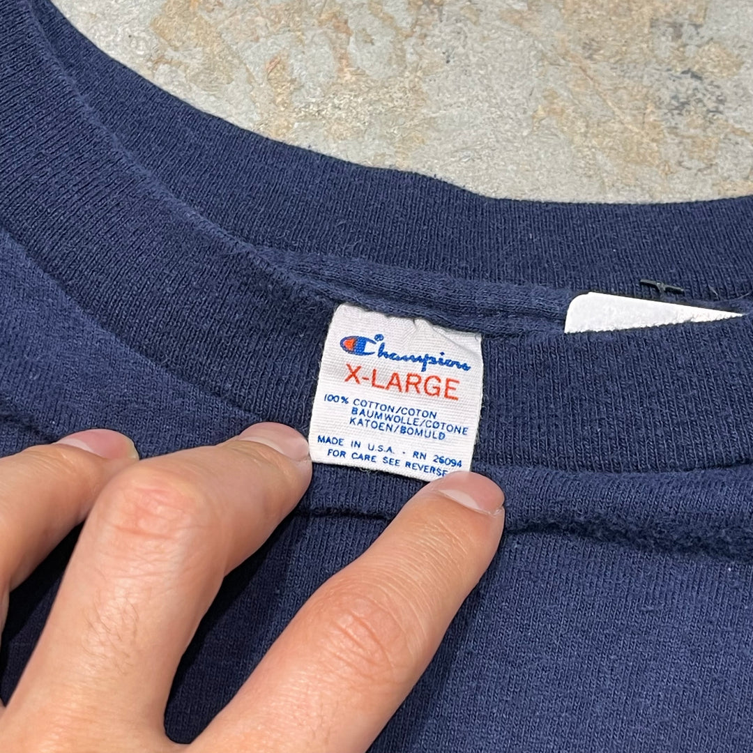 #4650 Used clothing 80's champion/short sleeve print t-shirt tee/short sleeve print t-shirt/single stitch/made in USA/Size XL