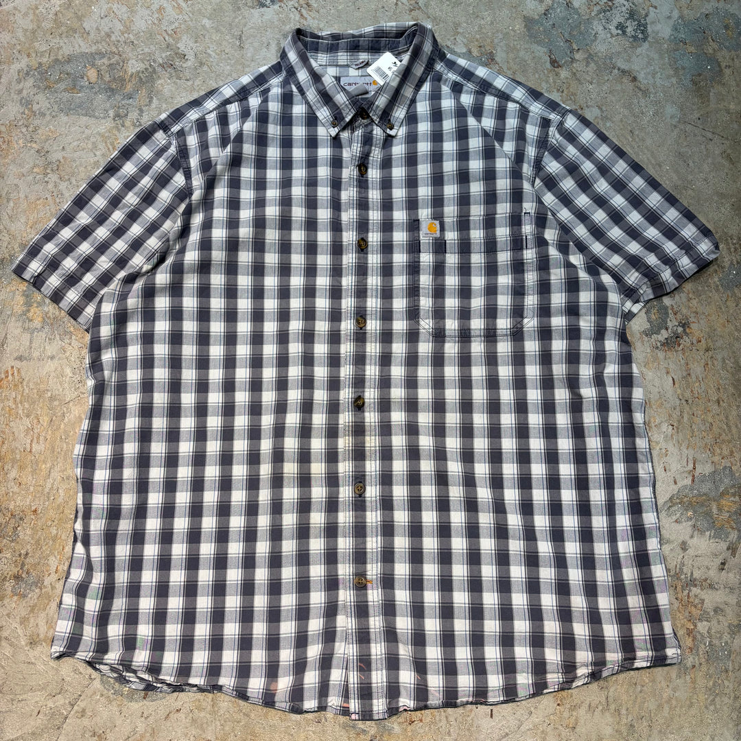 Used clothing carhartt/Carhartt/Button-down short sleeve shirt/Checked pattern/Size 2XL