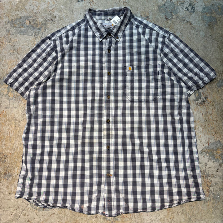 Used clothing carhartt/Carhartt/Button-down short sleeve shirt/Checked pattern/Size 2XL