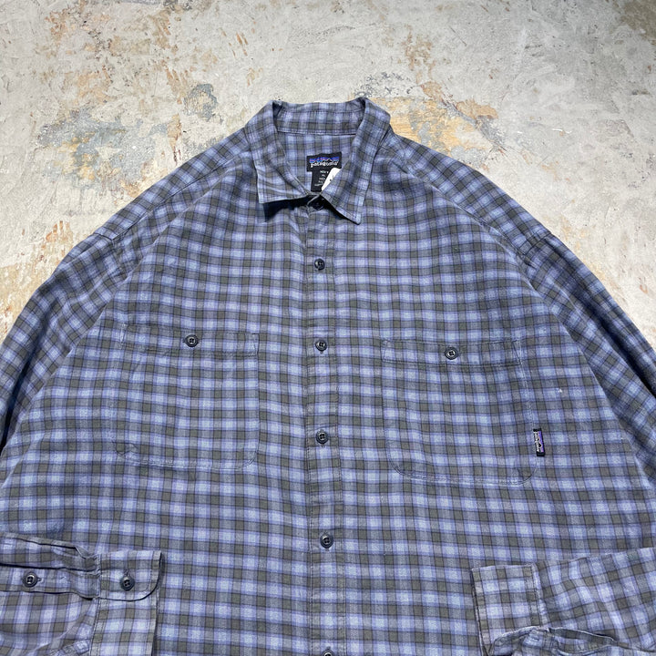 #4327 Patagonia/L/S 일반 칼라 더블 포켓 셔츠/일반 칼라 더블 포켓 셔츠/점검 패턴/크기 XL