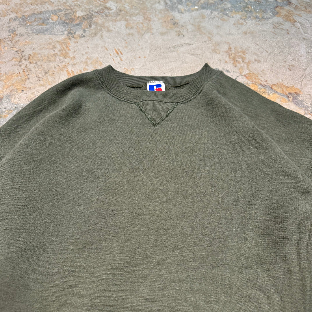 Used clothing Made in USA 80's~ RUSSELLATHLETIC/Russell Athletic/Crew neck blank sweatshirt/Plain/Size L