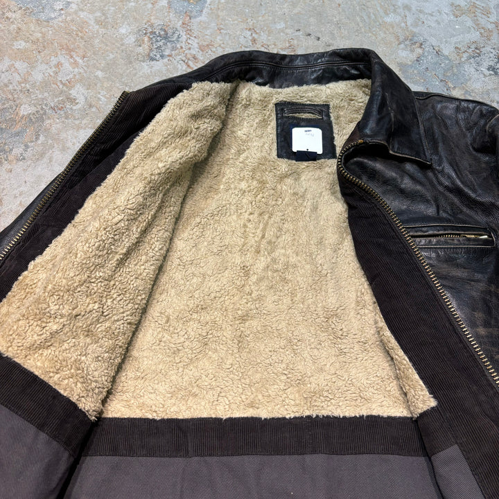 Used clothing GAP/Gap/Zip-up leather jacket/Boa lining/Short length/Size L