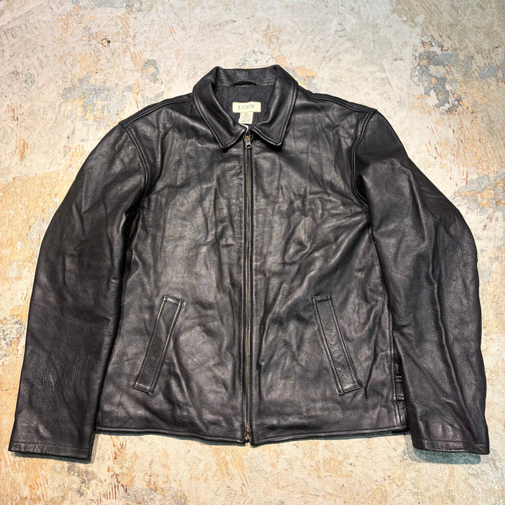 중고 의류 j.crew/ j.crew/ 정품 가죽 지퍼 업 가죽 자켓/ 소 가죽/ 크기 XL