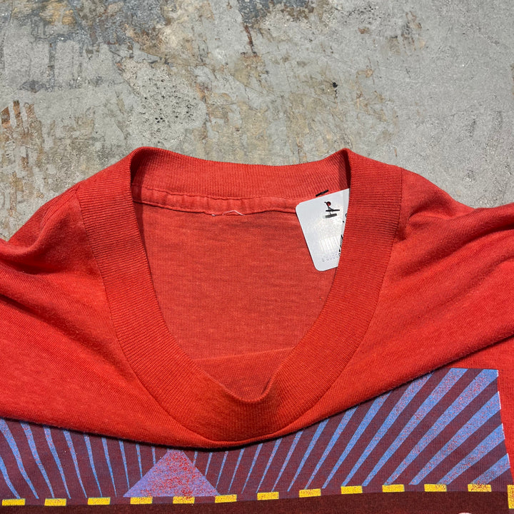 중고 의류 80 년대 Tora/Moscow 서커스/빈티지 싱글 스티치 인쇄 티셔츠/크기 L-XL에 해당합니다.