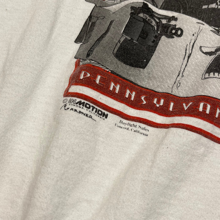 중고 의류 Jerzees / Pennsylvania Railway Company / M1 증기 기관차 / 회사 인쇄 티셔츠 / 크기 XL