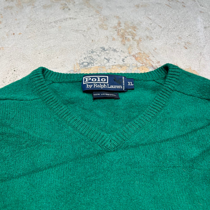 #3691古着/ラルフローレン/POLObyRalphLauren/ラムウールニット/LAMBS WOOL knit/Vネック/サイズXL