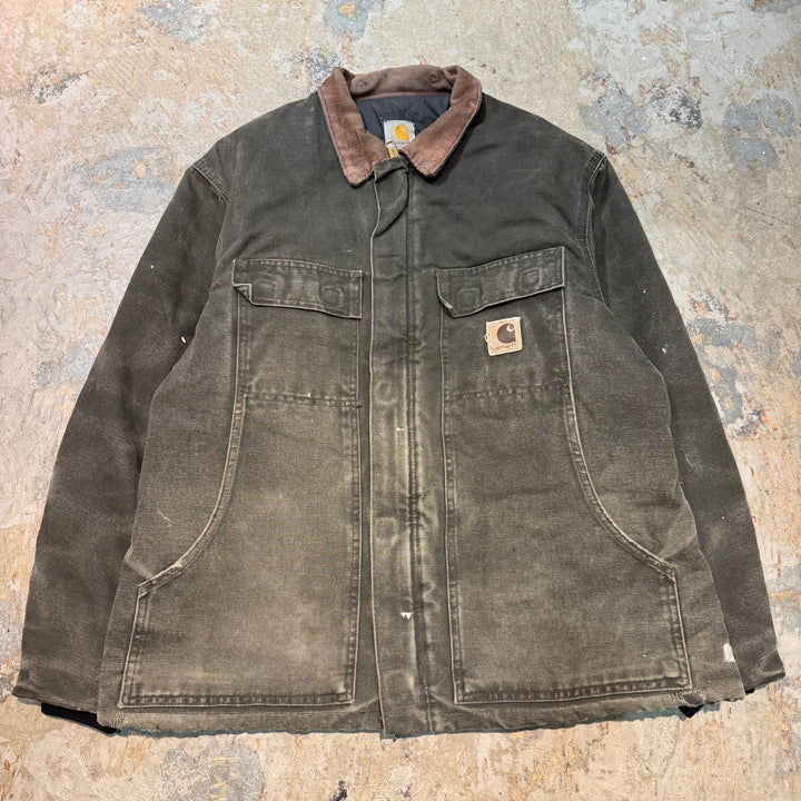 古着 USA製 carhartt/ カーハート/ トラディショナルコート/ 裏地キルティング/ 襟コーデュロイ/ サイズL