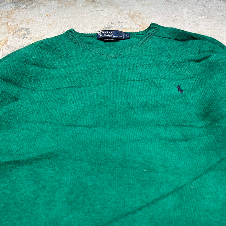 #3691古着/ラルフローレン/POLObyRalphLauren/ラムウールニット/LAMBS WOOL knit/Vネック/サイズXL