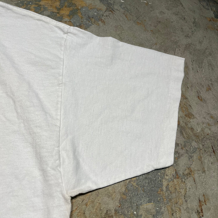 중고 의류 90의 미국은 지옥 / 빈티지 단일 스티치 인쇄 티셔츠 / 크기 XXL에 먼 쪽 / 만화 스트립 / 에어로빅을 만들었습니다.