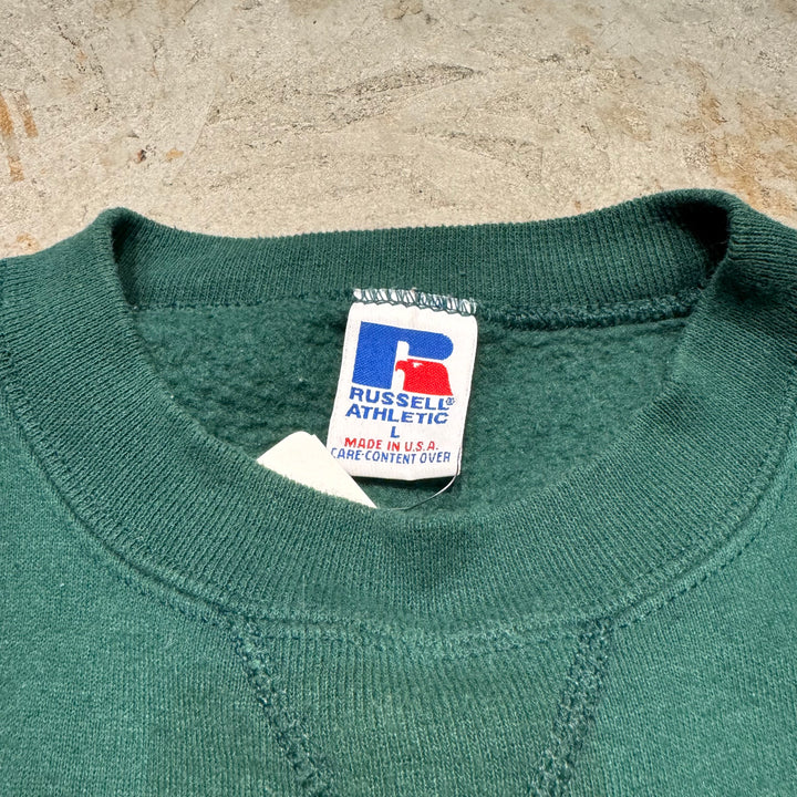미국 80 년대에서 만든 중고 의류 ~ Russell Athletic/ Russell Athletic/ Blank Crew Neck Sweatshirt/ Plain/ Front V Gusset/ Size L