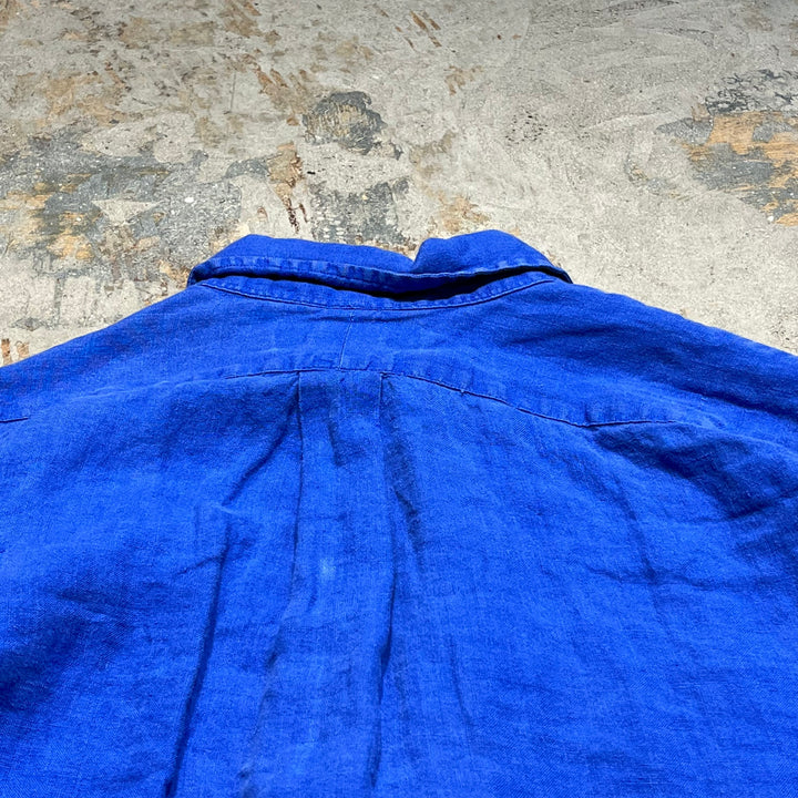 #4383 古着 Ralph Lauren/ラルフローレン/Long Sleeve Button Down Shirt /長袖ボタンダウンシャツ/Linen/リネン/サイズM