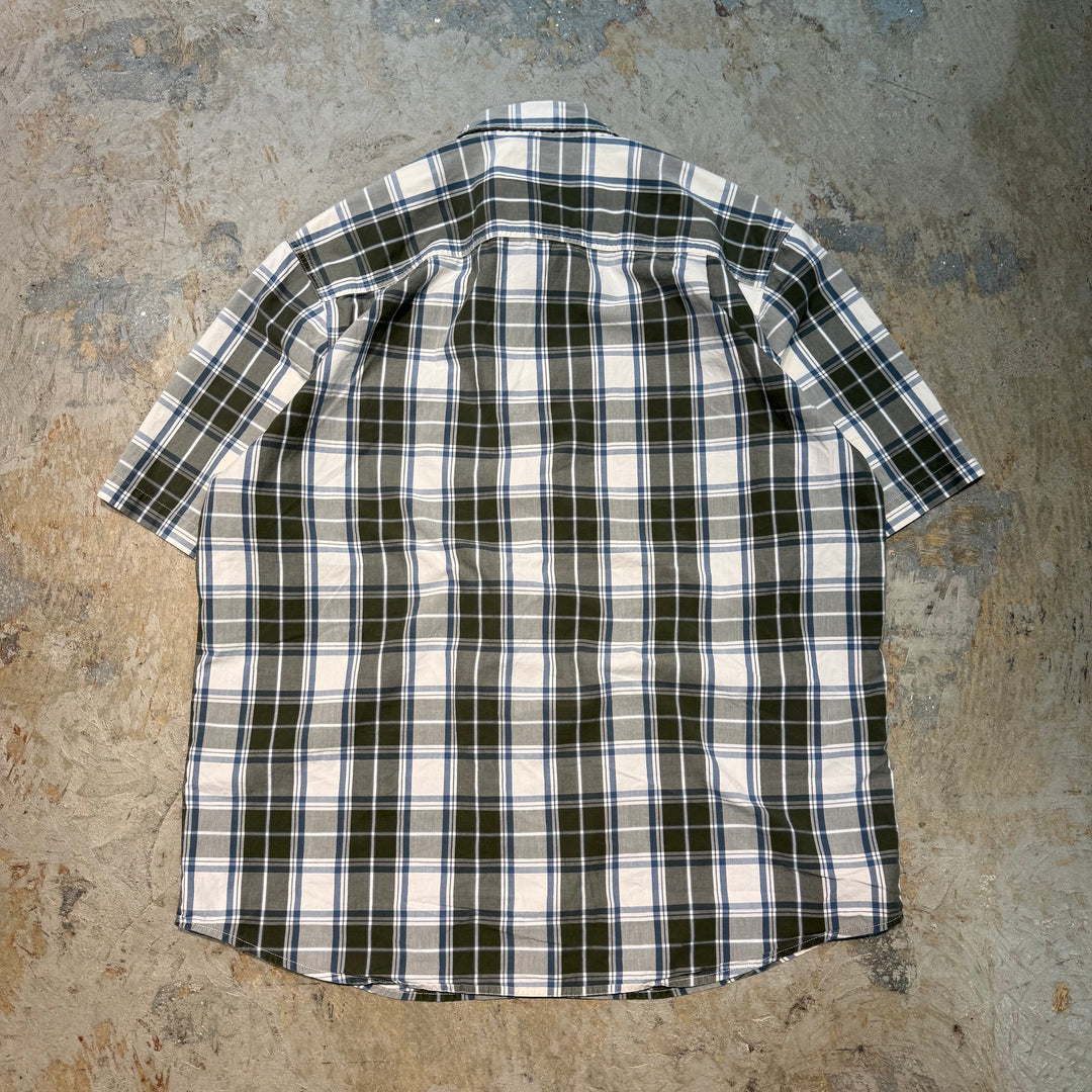 중고 의류 Carhartt/ Carhartt/ 버튼 다운 짧은 슬리브 셔츠/ 체크 무늬 패턴/ 크기 XL