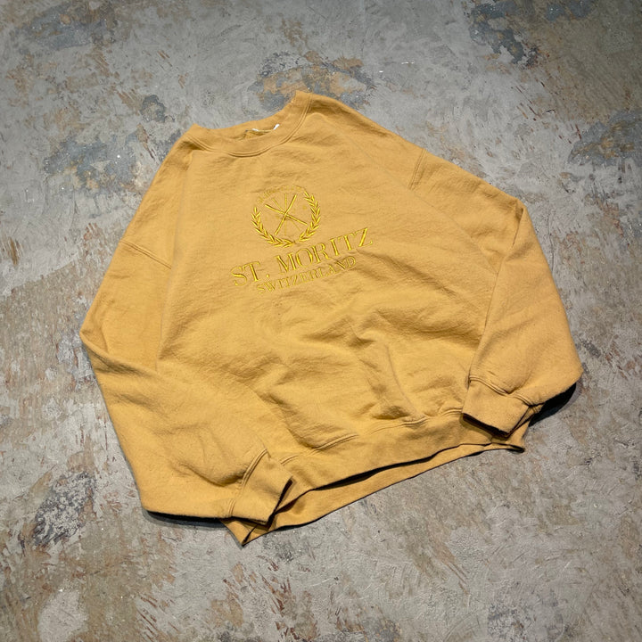 #4122 古着 Unknow/Crew Neck Print Sweat/クルーネックプリントスウェット/ST.MORITZ SWITZERLAND/サイズXL相当