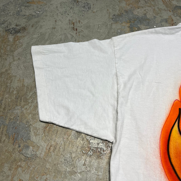 중고 의류 90의 미국은 지옥 / 빈티지 단일 스티치 인쇄 티셔츠 / 크기 XXL에 먼 쪽 / 만화 스트립 / 에어로빅을 만들었습니다.