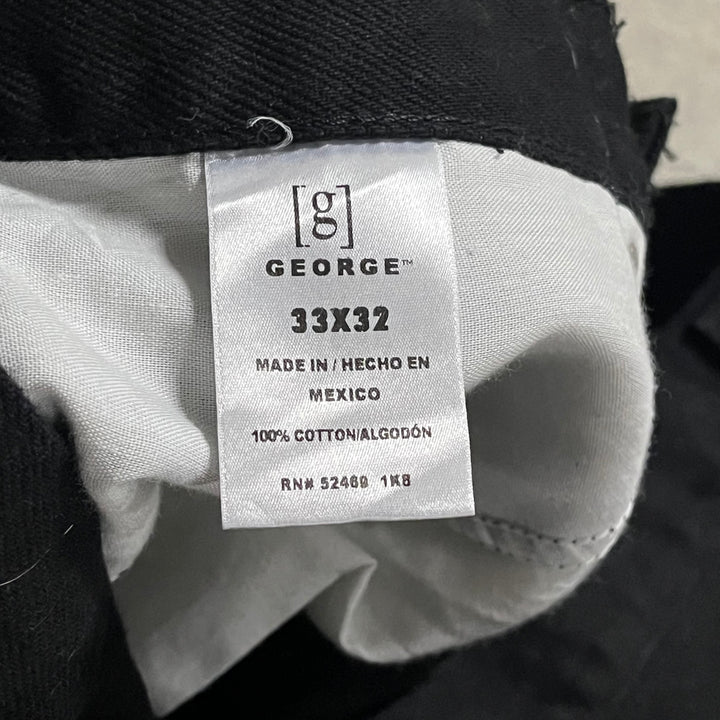 #4203 古着 GEORGE/Black Denim Pants/ブラックデニムパンツ/ストレートパンツ/サイズ33×32