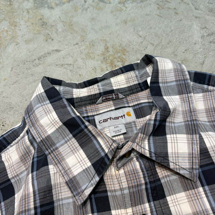 Used clothing carhartt/ short sleeve shirt/ checkered pattern/ size 2XL