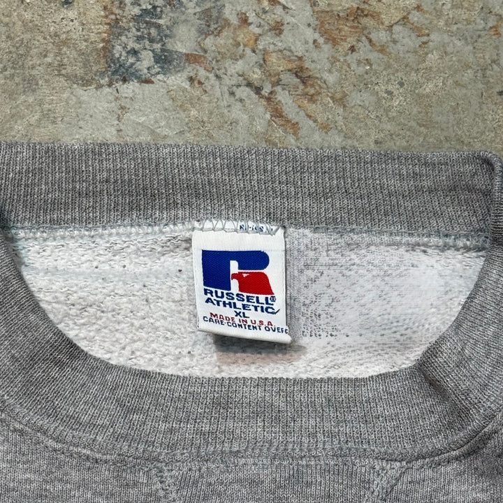 古着 USA製 90's~ RUSSELLATHLETIC/ ラッセル アスレチック/ クルーネックブランクスウェット/ 無地/ Vガゼット/ サイズXL