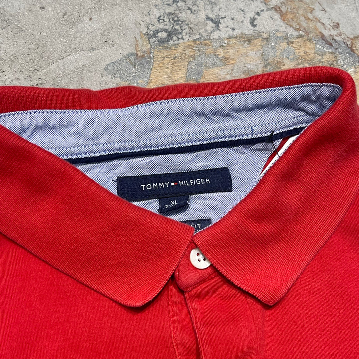#4358 빈티지 Tommy Hilfiger/S/S 폴로 셔츠/세미 폴로 셔츠/커스텀 피트/사이즈 XL