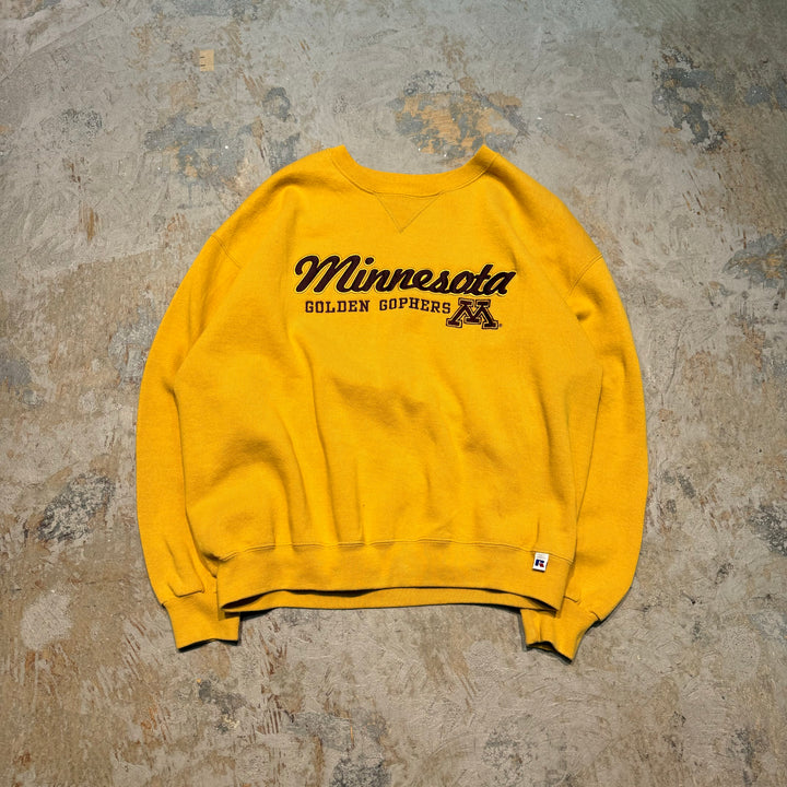 Used clothing 90's RUSSELL ATHLETIC/Russell Athletic/Minnesota/Golden Gopher/Embroidered logo/Crew neck sweatshirt/Size L