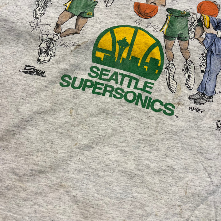 古着 USA製 90's セーラムスポーツウェア/NBA/シアトル・スーパーソニックス/ヴィンテージ シングルステッチ Tシャツ/サイズL相当