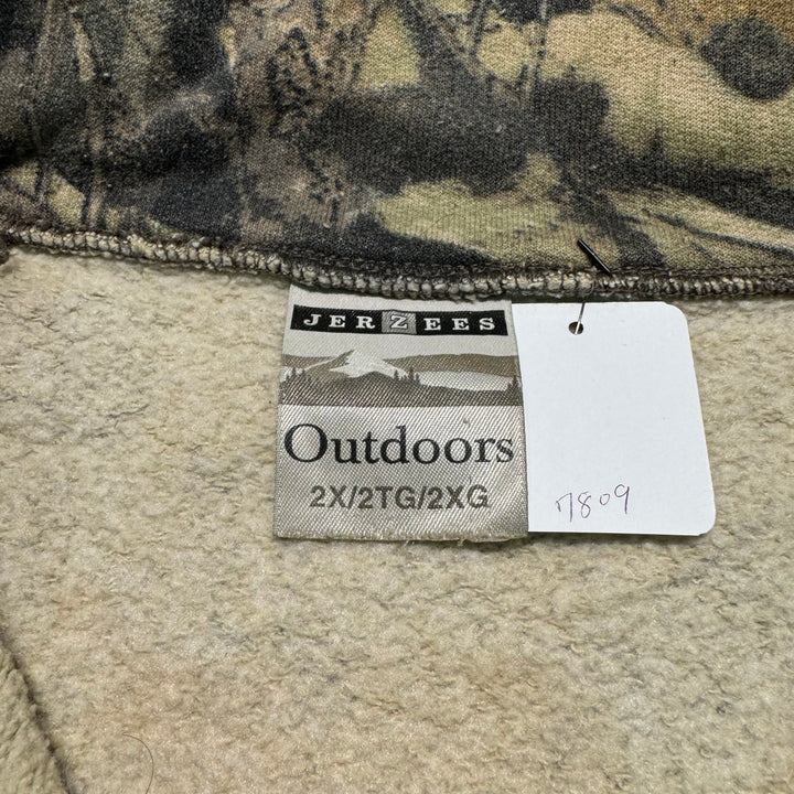 빈티지 저지/유니폼/실제 트리 패턴/하프 지퍼 스웨트 셔츠/크기 2xl