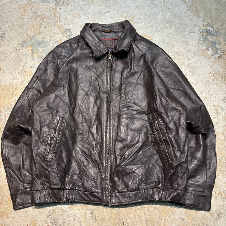Second-hand clothing ST JOHN'S BAY/ St. John's Bay/ Genuine leather zip-up leather jacket/ Cowhide/ Size L
