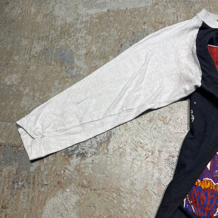 빈티지 80 년대 에어로 스미스/에어로 스미스/빈티지 단일 스티칭/7/4 길이 Raglan 티셔츠/크기 M-L에 해당합니다.