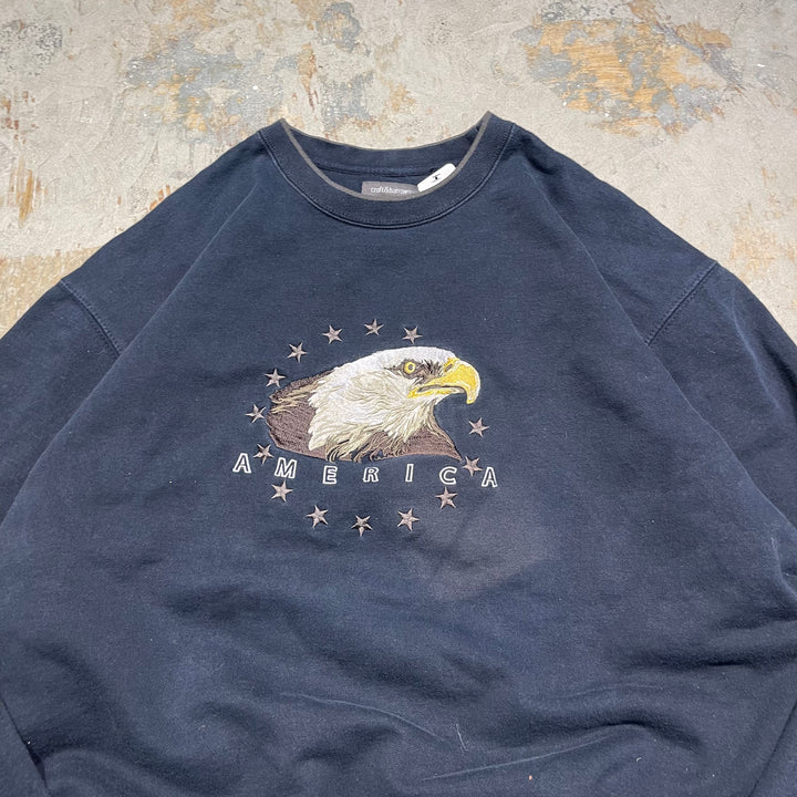 #4111 古着 Unknow/Crew Neck Sweat Shirt/クルーネックスウェット/アニマル刺繍/サイズXL