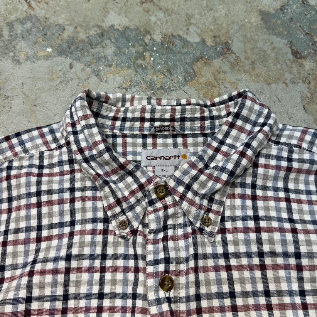 중고 의류 Carhartt/Carhartt/Button-Down Short Sleeve Shirt/Checked Pattern/Size 2XL