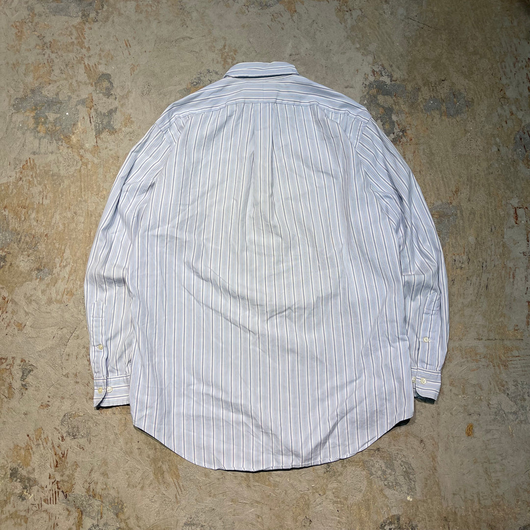 #4392 빈티지 Ralph Lauren/Long Sleeve Botton 다운 셔츠/긴 슬리브 버튼 다운 셔츠/스트라이프/Yarmouth/Size와 동등한 L