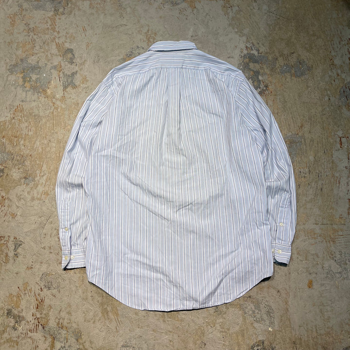 #4392 빈티지 Ralph Lauren/Long Sleeve Botton 다운 셔츠/긴 슬리브 버튼 다운 셔츠/스트라이프/Yarmouth/Size와 동등한 L