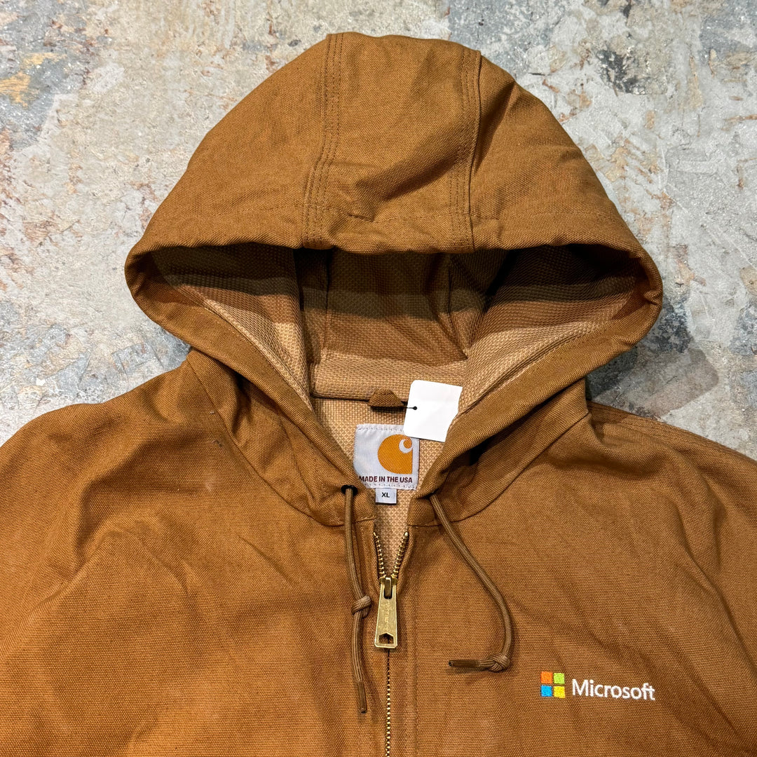 古着 USA製 Carhartt/ カーハート/ アクティブジャケット/ 企業ロゴ/ Microsoft/ ダック地/ 裏地サーマル/ サイズXL