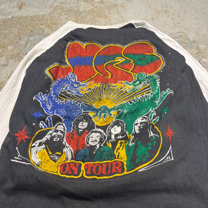 빈티지 80 년대 에어로 스미스/에어로 스미스/빈티지 단일 스티칭/7/4 길이 Raglan 티셔츠/크기 M-L에 해당합니다.