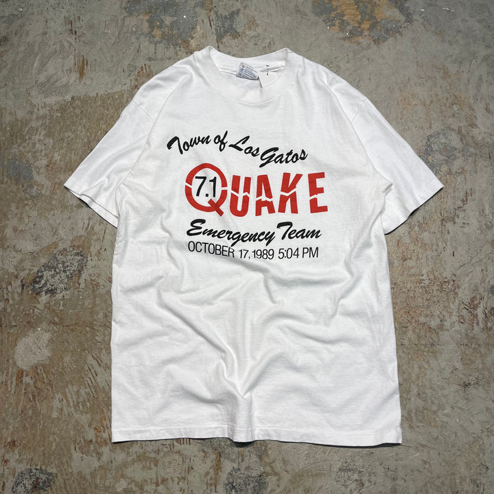 #4638 古着 HANES/ヘインズ/short sleeve print t-shirt Tee/半袖プリントTシャツ/シングルステッチ/USA製/OUAKE/サイズL
