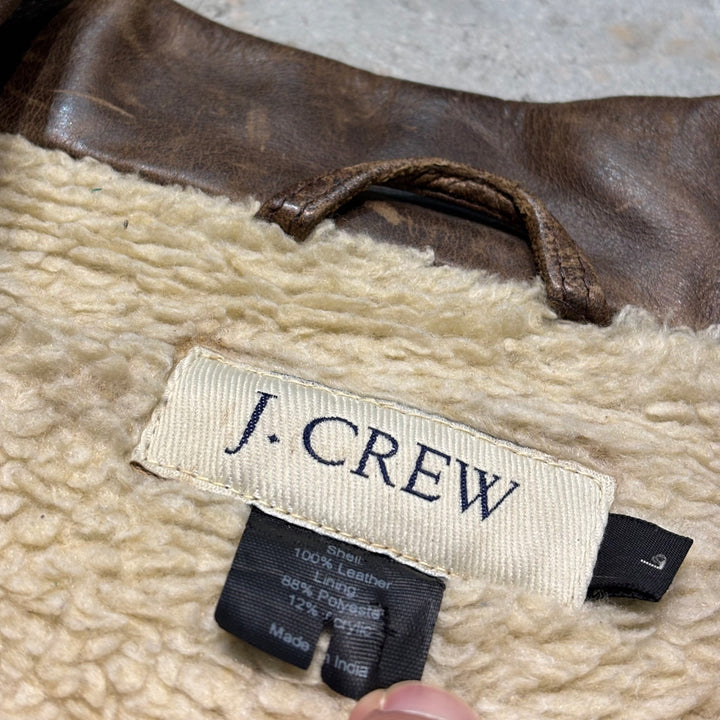 중고 의류 j.crew/ j.crew/ 정품 가죽 지퍼 업 가죽 자켓/ 소 가죽/ 보아 라이닝/ 크기 L
