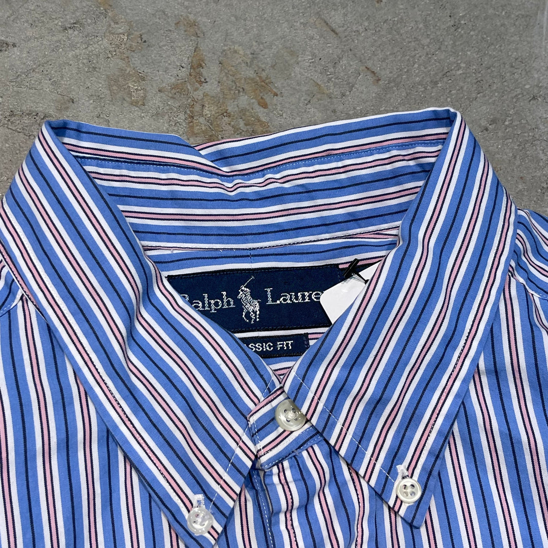 #4391 Used clothing Ralph Lauren/Long Sleeve Button Down Shirt/Stripe/CLASSIC FIT/Size XL