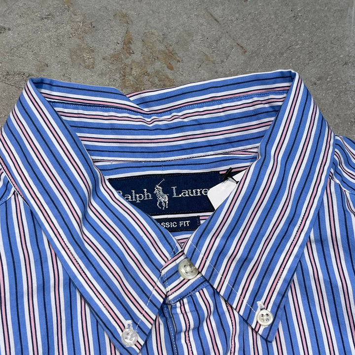#4391 Used clothing Ralph Lauren/Long Sleeve Button Down Shirt/Stripe/CLASSIC FIT/Size XL