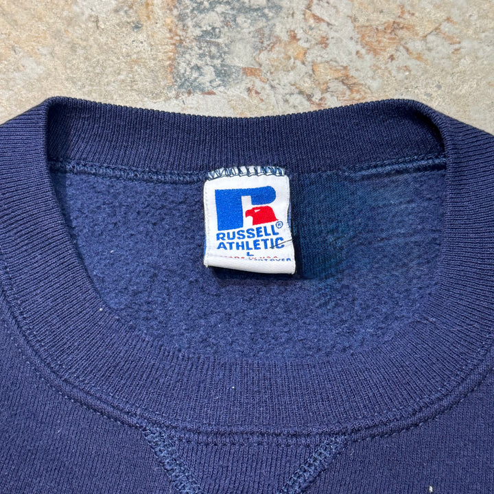 古着 USA製 90's~ RUSSELLATHLETIC/ ラッセル アスレチック/ クルーネックブランクスウェット/ 無地/ Vガゼット/ サイズL