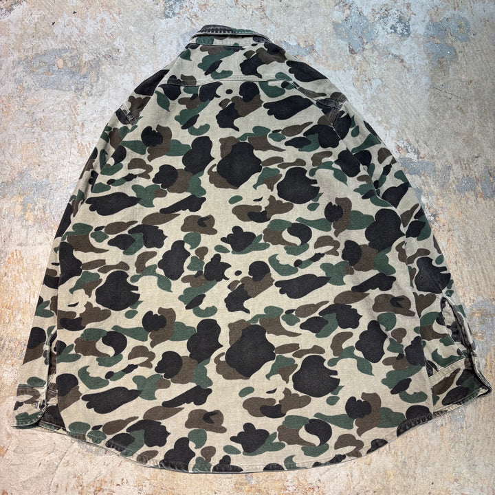 古着 80's〜 carhartt/カーハート/ ボタンダウン長袖シャツ/ 迷彩/ サイズXL相当