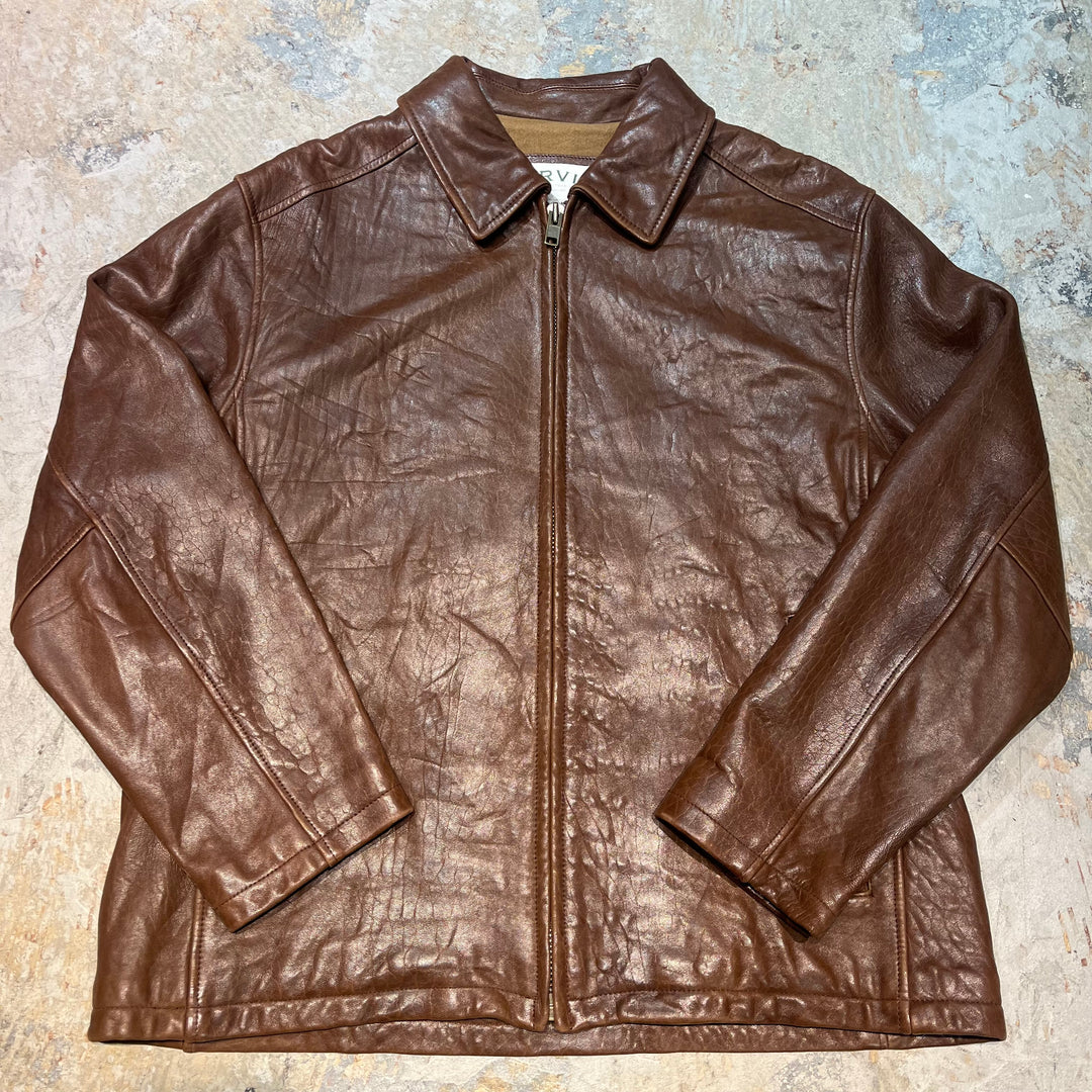 Used clothing ORVIS/ Genuine leather zip-up leather jacket/ Cowhide/Size L