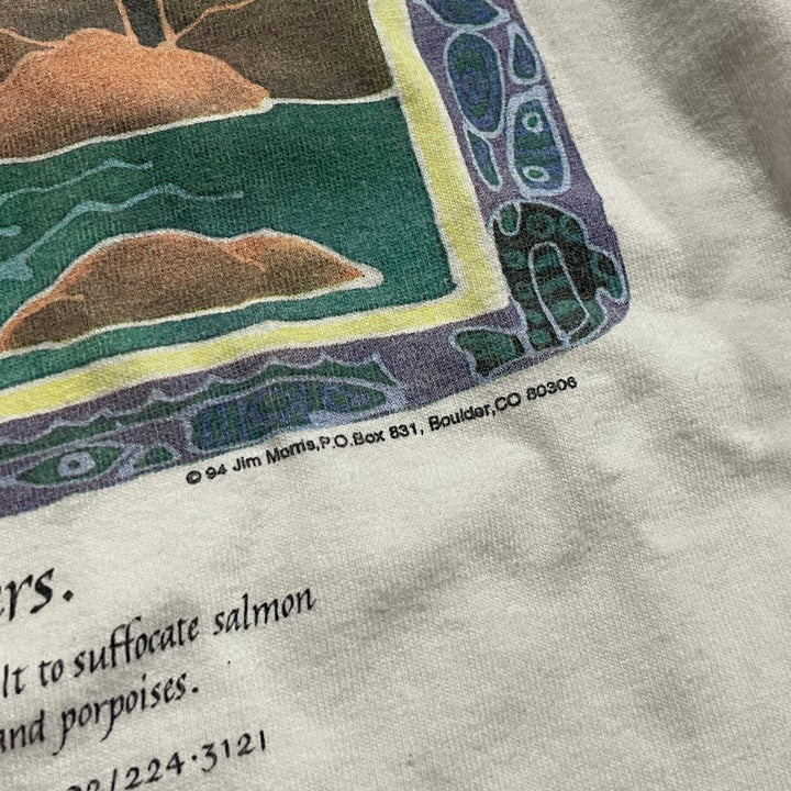 古着 ONEITA/オニータ /人生の喜びは生きた水から湧き出ます ジム・モーモス 私書箱831 シングルステッチ 長袖Tシャツ サイズXL