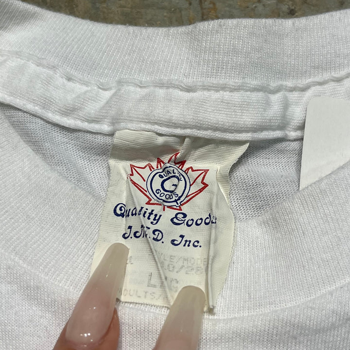 중고 의류 "The City"/cat/동물/빈티지 단일 스티치 프린트 티셔츠/크기 l