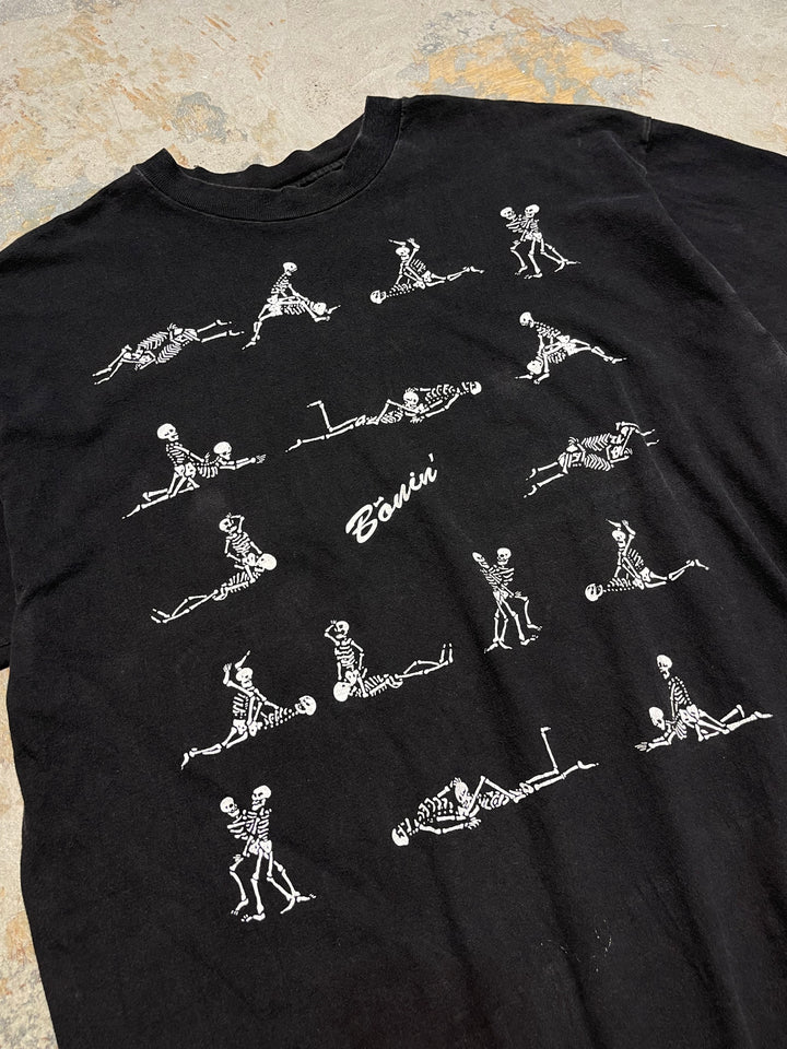 #MA168 古着 USA製 90's HANES/ヘインズ 骸骨 スカル  / シングルステッチ ヴィンテージ Tシャツ / サイズXL
