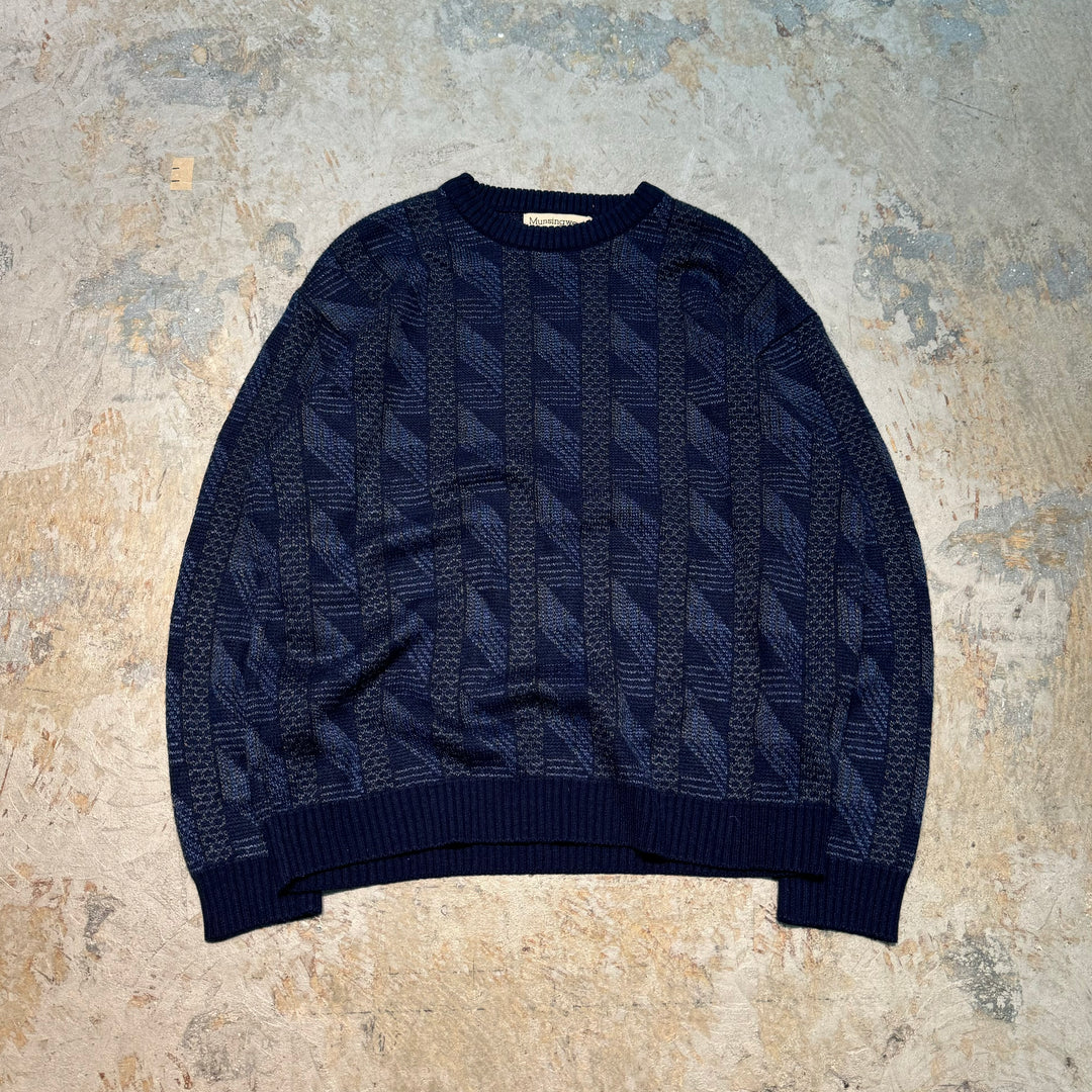 Used clothing MUNSINGWEAR/ Crew neck knit sweater/ All-over pattern/ Size L