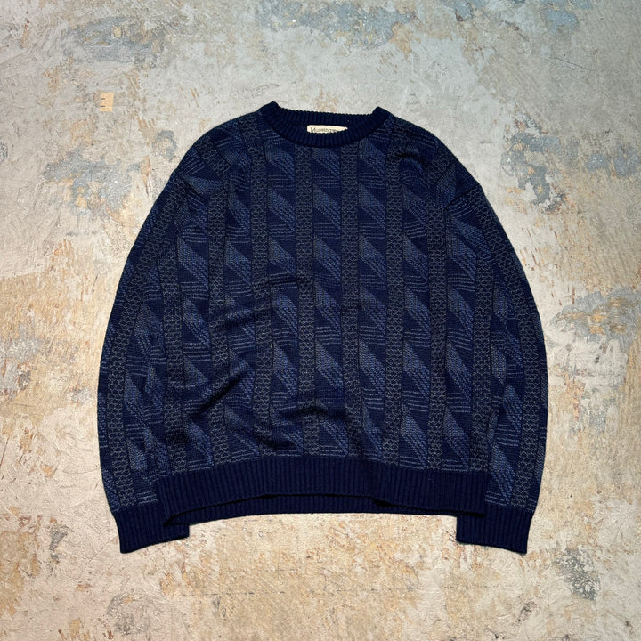 Used clothing MUNSINGWEAR/ Crew neck knit sweater/ All-over pattern/ Size L