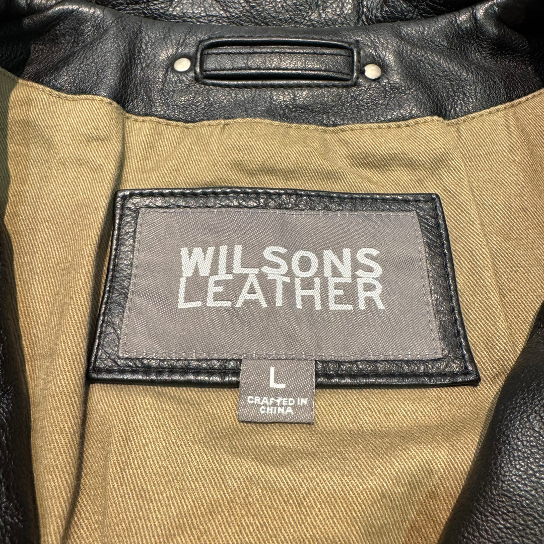 古着 WILSONS LEATHER/ ウィルソンズレザー/ 本革ジップアップレザージャケット/ 牛革/  サイズL